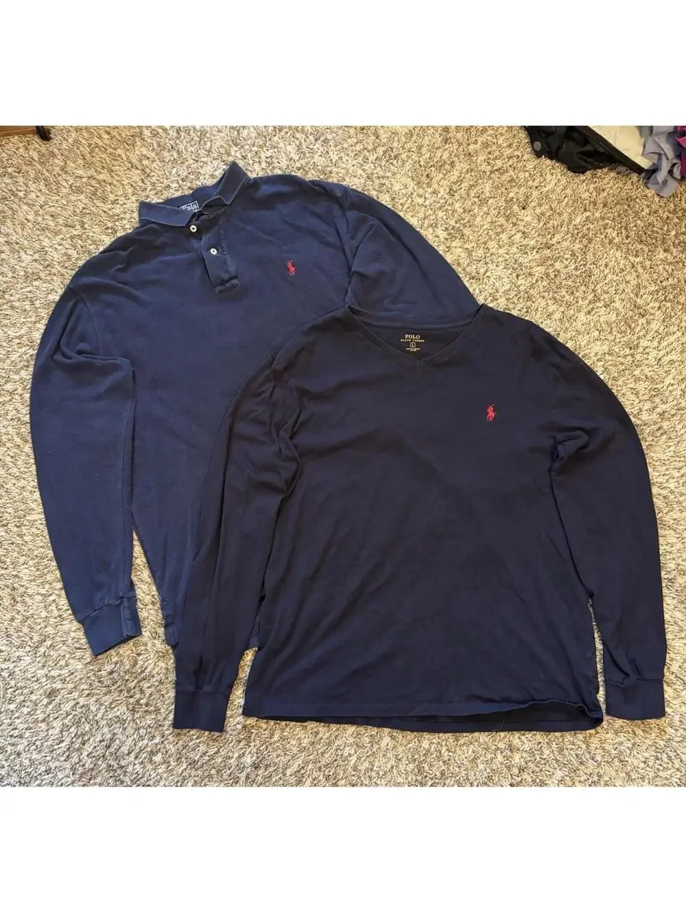 Polo Ralph Lauren Set of Long Sleeve Polo Shirt & VNeck Long Sleeve Size Large